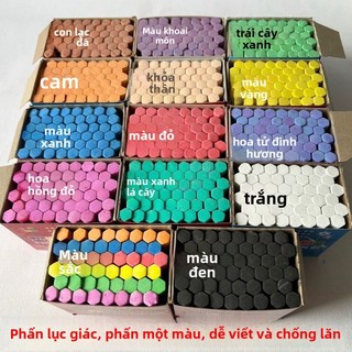 Phấn lục giác, phấn dạy học, phấn học sinh, đen, đỏ, vàng, xanh lá, xanh dương, tím, trắng lựa chọn