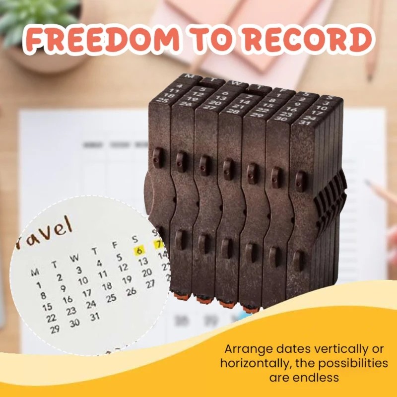 Calendar Date Stamp with Easy Roll Date Adjustment for Office Organization