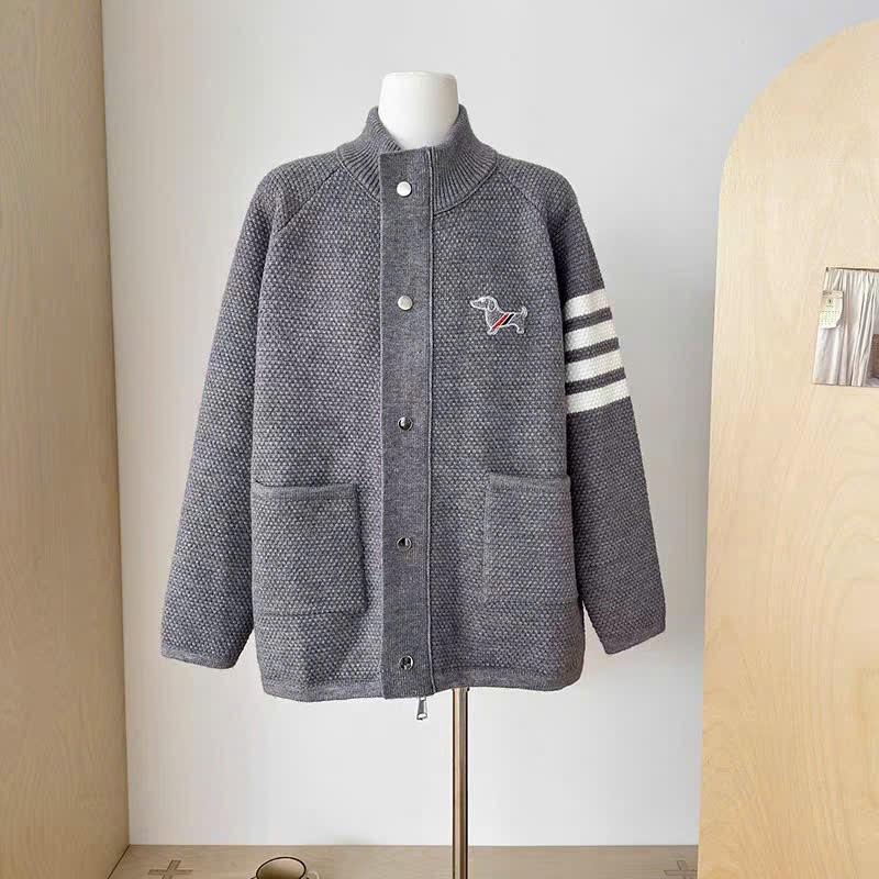 Áo Bomber Cúc Bấm 2 Túi Dệt Cún Thom KCloset Áo Khoác Len Dày Dặn Dáng Rộng Nam Nữ NA37