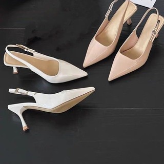 Giày Sandal Da Ngón Chân Bằng Sáng Chế Pháp Nữ Mùa Hè 2025 Tất Cả Trận Đấu Stiletto Mũi Nhọn Khóa Dây Đeo Cao Cấp
