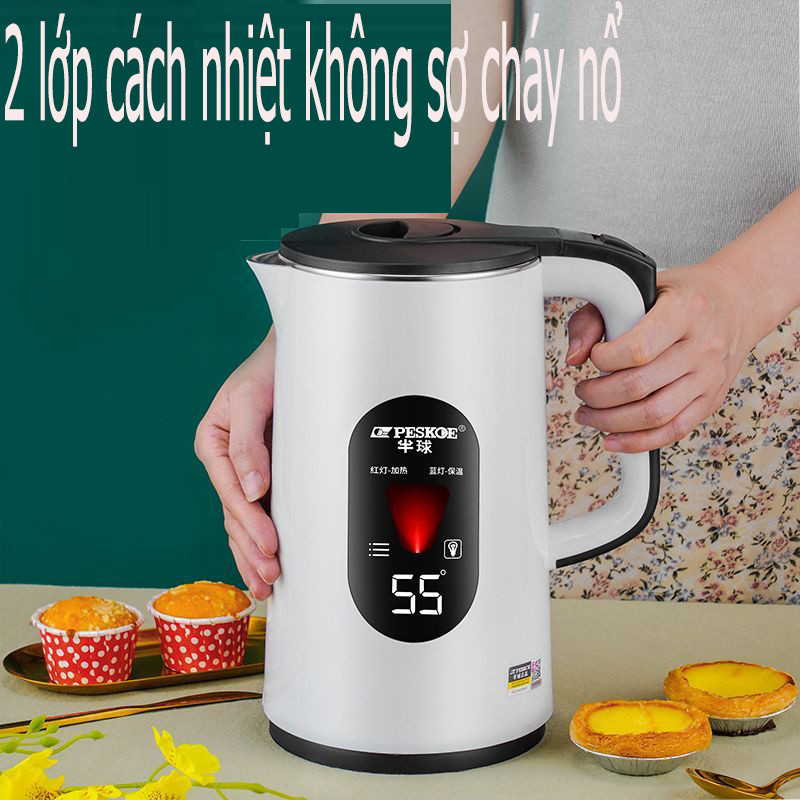 Bình đun nước siêu tốc  sức khoẻ Nhiệt độ luôn là 55 độ,Ấm siêu tốc inox CHÍNH HÃNG cao cấp 3L Tự động ngắt điện