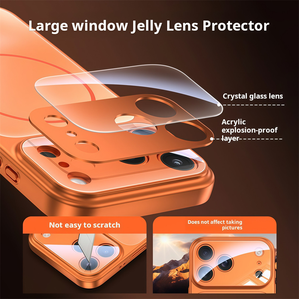 Ốp điện thoại từ tính bằng kính mờ cho iPhone 17 Pro Max 13 14 15 16 pro max Bảo vệ ống kính chống rơi Vỏ cứng Vỏ siêu mỏng Vỏ chống sốc