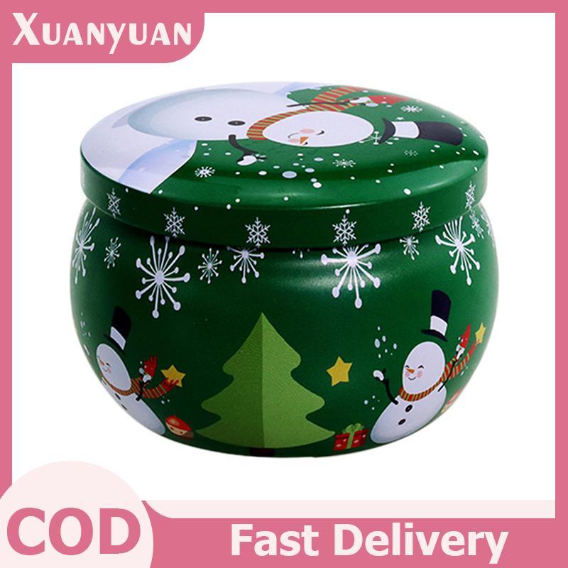 XUAN Giáng Sinh Thiếc Tròn Thiếc Kẹo Hộp Kẹo Quà Tặng Giáng Sinh Thơm Thiếc Tròn Lọ Nến VN