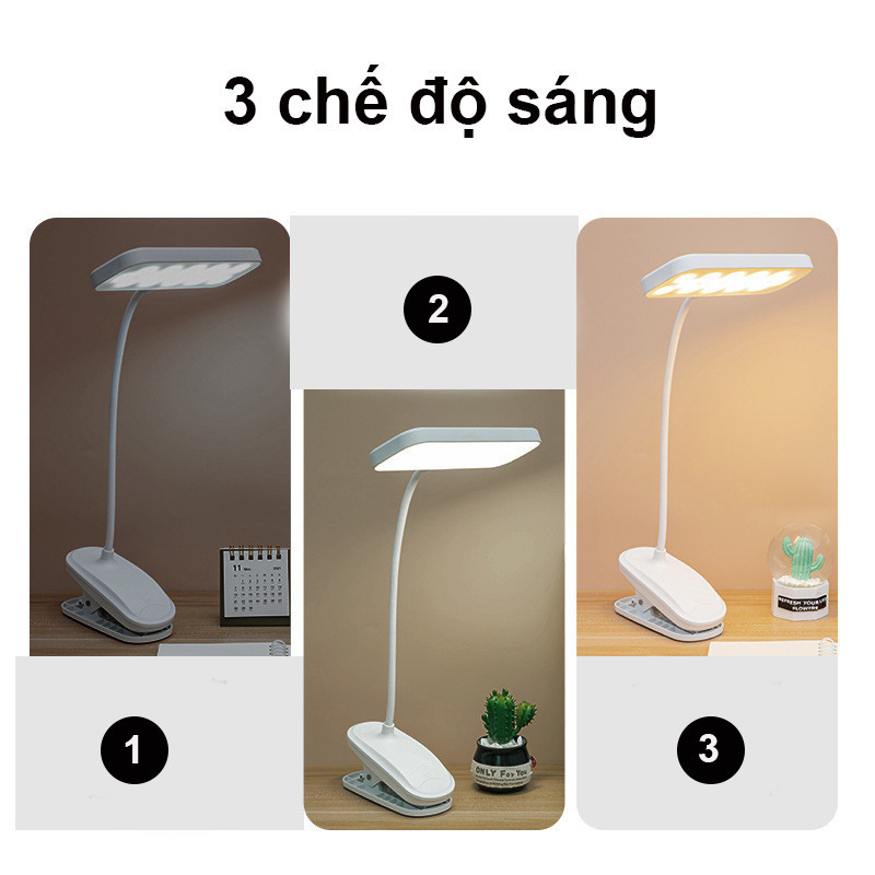 Đèn Học LED Để Bàn Kẹp Sạc – Ánh Sáng Trắng Vàng, Bảo Vệ Mắt Cho Học Sinh Và Đầu Giường Ngủ
