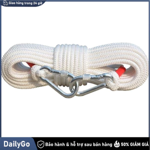 Dây nylon dày 20m, có lõi thép cứng cáp，dây dù leo núi，Kèm Móc Nối 2 Đầu，Dây Thừng Lõi Thép 8mm