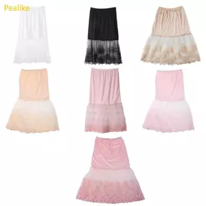 Lace Half Slip Skirts Extender Elastic Waist A-line Hollow Petticoat Underskirt