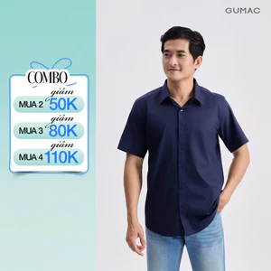 Áo Sơ Mi Nam GUMAC Form Regular Tay Ngắn Vải Kate Basic Công Sở ANG04059
