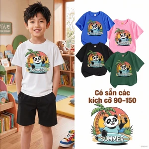 Áo thun bé trai năng động Co giãn tốt hình gấu trúc bé từ 2-12 tuổi Dễ phối đồ
