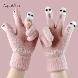 AqToCna Thời Trang Mới Nữ S Găng Tay Sợi Dễ Thương Dệt Kim Đa Năng Hoạt Hình Găng Tay AqToCna