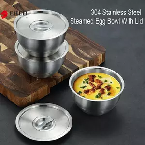 Bát cơm bằng thép không gỉ có nắp Bát súp Bát cơm hấp chống bỏng cho trẻ em Bát nhỏ Ẩm thực Hàn Quốc Dụng cụ nhà bếp VN