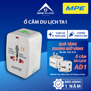 MPE - Ổ cắm du lịch đa năng thiết kế nhỏ gọn tiêu chuẩn Châu Âu Chính hãng MPE Phú Cường