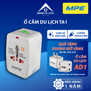 (CHÍNH HÃNG) MPE - Ổ cắm du lịch đa năng thiết kế nhỏ gọn tiêu chuẩn Châu Âu Chính hãng MPE Phú Cường