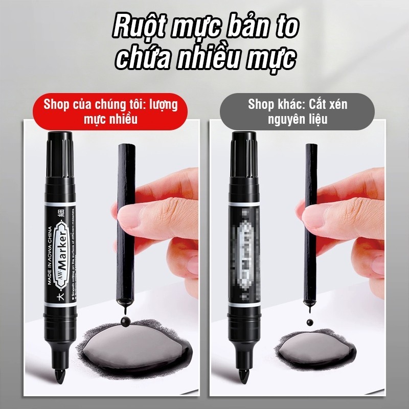 Bút lông dầu mực đậm không xóa được dung lượng lớn đánh dấu tốt mọi bề mặt kho hàng công trường hot