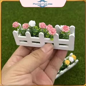 POWER 1 Cái Vườn Hoa Nhân Tạo Sống Động Như Thật Thu Nhỏ Chậu Cây Trang Trí Tỉ Lệ 1: 12 Nhà Búp Bê Mô Phỏng Hoa Hồng Trang Trí.