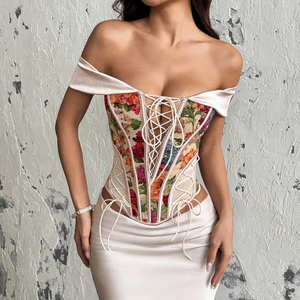 Ngoại Thương Nữ Quần Áo Niche Retro Pháp Jacquard Phong Cách Tòa Án Bọc Vú Xương Cá Vú Cotton Áo Vest Top