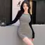 Mùa hè 2026 Pure Desire Hot Girl Váy dài dệt kim sọc đen Sling Túi thắt lưng hẹp Mông Slim-fit Slimer Look Có thể ở giữa @ -
