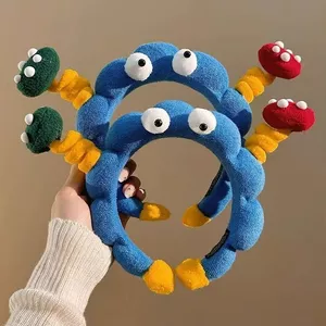 Hàng sẵn có Ngộ nghĩnh Twist Stick Headband Dễ Thương Mắt To Màu Xanh Mặt Rửa Đầu Phong Cách Mới Rửa Mặt Kẹp Tóc Phụ Kiện