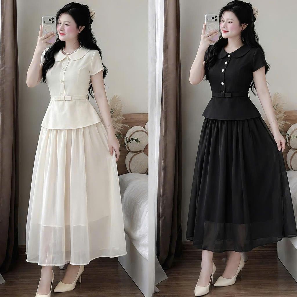 Đầm Dự Tiệc Nữ Có Bigsize Cotton 2 Lớp Phối Voan Cao Cấp 40-90kg Thời Trang Nữ Béo Xinh Shop - A.1813