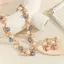 HFSHY Tinh Tế Ngọc Trai Thanh Lịch Nelace Lá Kim Cương Giả Nhiều Màu Sắc Ngọc Trai Nelace Nữ Trang Sức Kim Loại Nelace Bông Tai Bộ Đảng VN