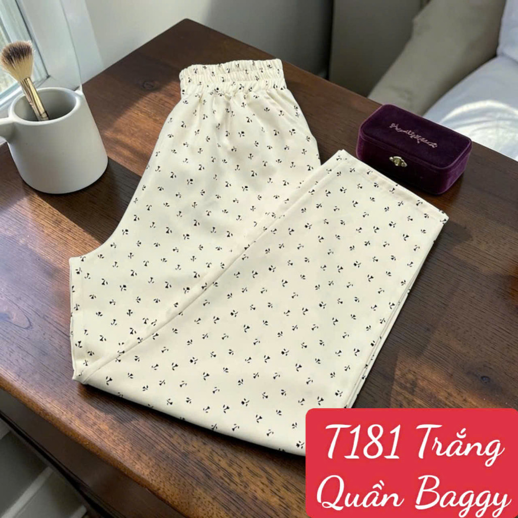 Quần Baggy Nữ Vải Cotton Lạnh Thoải Mái Khi Mặc Nhà Hay Ra Ngoài Chất Liệu Thấm Hút Nhanh Đường May Tỉ Mỉ Mã T181