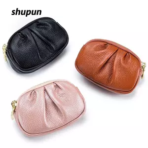 Ví SHUPUN, Ví da PU đa chức năng, Túi đựng tiền xu màu trơn Mini