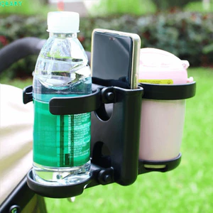 Giá đỡ điện thoại QEARY Pram, Giá đỡ cốc xe đẩy 3 trong 1 có thể điều chỉnh, Thiết kế nhỏ gọn có thể gập lại ổn định Giá đựng đồ uống đôi du lịch