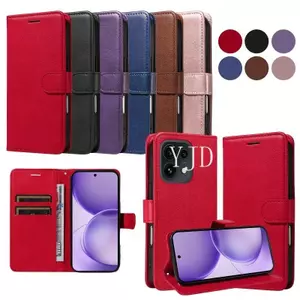 YJD Ốp Lưng Cho OPPO Reno16 Pro Reno16F Cổ Điển Màu Da Khe Cắm Thẻ Dây Đeo Tay Chống Rơi Vỏ Điện Thoại