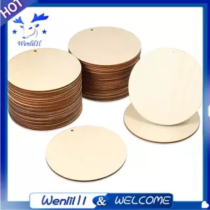Bộ 50 Vòng Tròn Gỗ Chưa Hoàn Thành Cắt Tròn Thẻ Khoan Lát Đĩa Gỗ Trống Có Lỗ Mặt Dây (4 Inch)