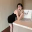 Váy đeo chéo màu đen thuần khiết kiểu Pháp mùa hè Túi đeo thắt lưng hẹp Mông ôm dáng ôm ôm hơn Nhìn cao cấp Gợi cảm Hot Girl Ni