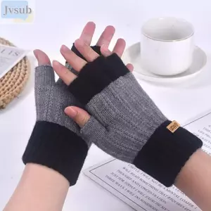 Găng tay dệt kim JVSUB, Găng tay không ngón dày nhiệt, Găng tay màn hình cảm ứng nam nữ thời trang