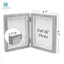 Khung Ảnh Đôi 4X6in Mộc Mạc Màu Xám Khung Ảnh Gấp Bản Lề Bằng Gỗ, Quà Cưới, Quà Tặng Ngày Của Mẹ