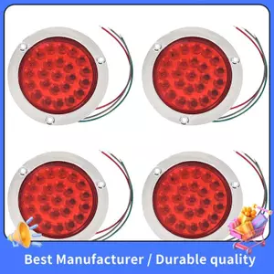 4 Gói Vòng Led Trailer Đuôi Đèn Đỏ 24 Led Mặt bích Gắn Chống Thấm Nước Chrome 4 Inch Phanh Dừng Bật Đèn