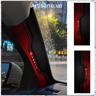 ARTISANU 2 Miếng Dán A-Pillar Ô Tô, Sợi Carbon Đen Đỏ Nội Thất Ô Tô Dán, Chống Trầy Xước Tự Dính Họa Tiết Thể Thao Xe Ô Tô A-Pillar Trim