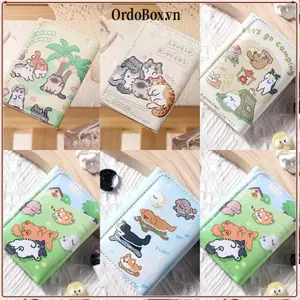 Ví đựng tiền xu ORDOBOX, Chú chó con dễ thương 3 lần Thẻ tín dụng Holoder, Túi đựng tiền ví da PU phong cách INS đơn giản dành cho bé gái Quà tặng học sinh