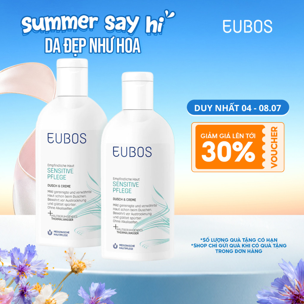 Combo 2 Sữa Tắm Cho Da Khô, Nhạy Cảm EUBOS Sensitive Shower And Cream 200ml