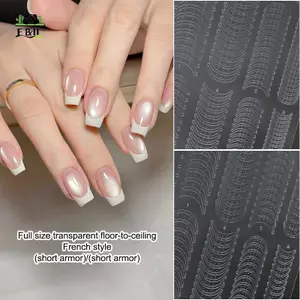 Tranh sơn móng tay kiểu Pháp rỗng hoàn toàn trong suốt Tranh Stencil viền Pháp Mẫu dán keo dính Công cụ phụ trợ DIY Nail Art Phụ kiện EMKK