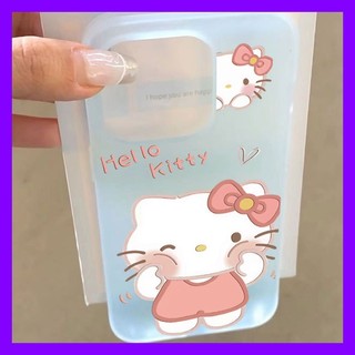 Ốp lưng mờ trong Hello Kitty hồng phong cách INS trẻ trung cho iPhone 17 16 15 14 13 11 12 Pro Max chống trầy xước bền