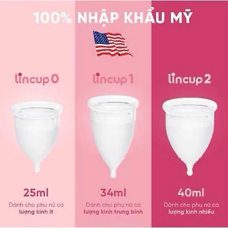 Cốc nguyệt san Lincup Mỹ chính hãng - Silicon Y tế an toàn, không tràn, thoải mái, dễ sử dụng