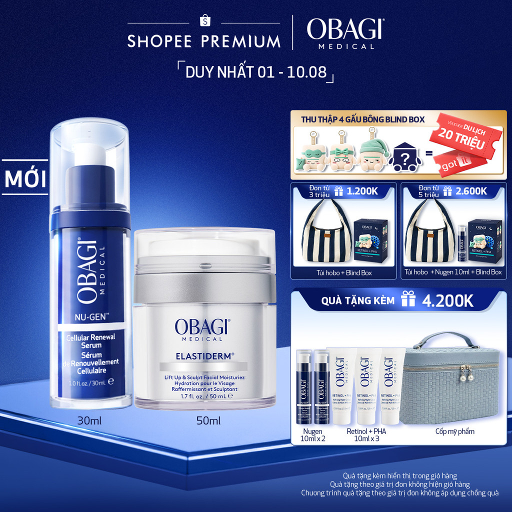 Combo Serum Kích Hoạt Năng Lượng Tế Bào Obagi Nugen 30ml & Kem Dưỡng ELASTIDERM Lift up & Sculpt Facial Moisturizer 50ml