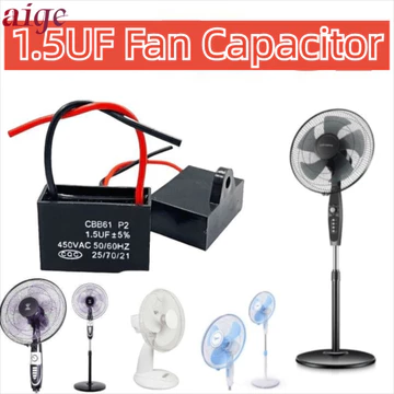 Tụ điện chạy động cơ AIGE 1 / 5 chiếc, Tụ điện quạt vỏ nhựa 1,5uf, Tụ điện động cơ AC cách nhiệt di động cho quạt treo tường Quạt bàn và quạt sàn