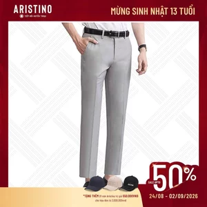 ARISTINO Quần Âu Nam Cropped ATR00803 Họa Tiết Kẻ Chìm Tinh Tế Quần Tây Công Sở Mềm Mại Thoáng Mát Co Giãn