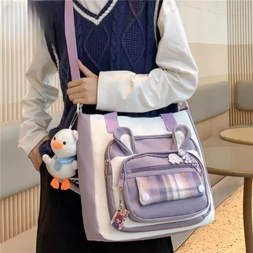 Women's Shoulder Bag – Large, for School, Beige