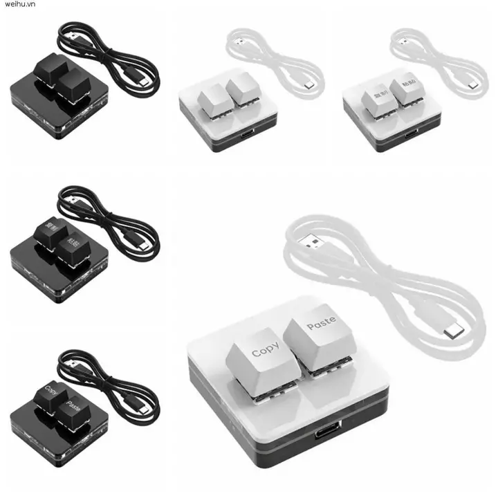 Bàn phím dán bản sao WEIHU, Bàn phím mini 2 phím mini Acrylic tùy chỉnh, Bàn phím trao đổi nóng Giao diện phím cơ Type-c 2 phím Trò chơi bàn phím mini