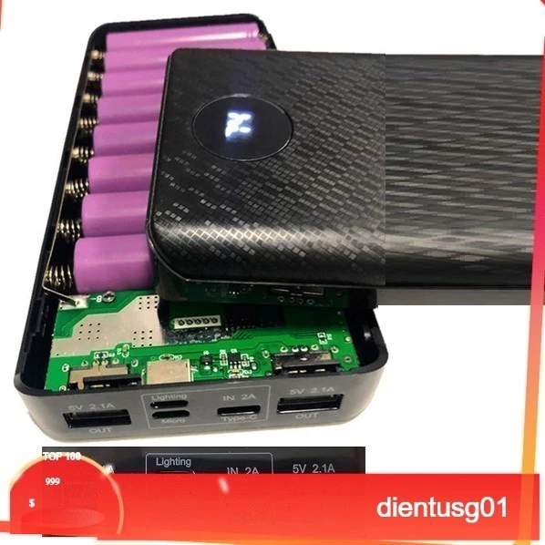 Box sạc dự phòng 8 cell 2A dùng pin 18650 3 đầu vào, box sạc nhanh 2A, mạch sạc dự phòng, mạch sạc pin 18650, pin 18650