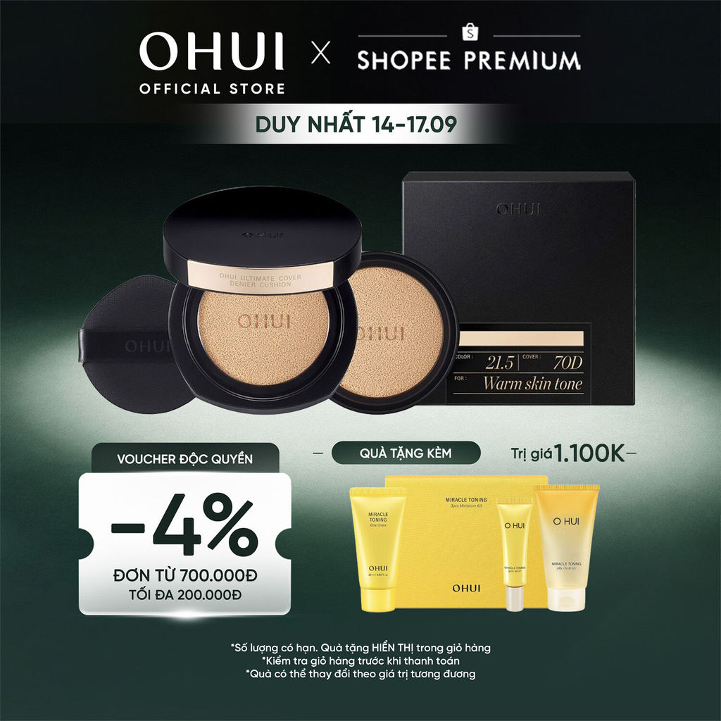 [OHUI Official] Phấn nước kiềm dầu che phủ cao mỏng nhẹ OHUI Ultimate Cover Denier Cushion SPF50/PA+++ 13G (Tặng 1 lõi)