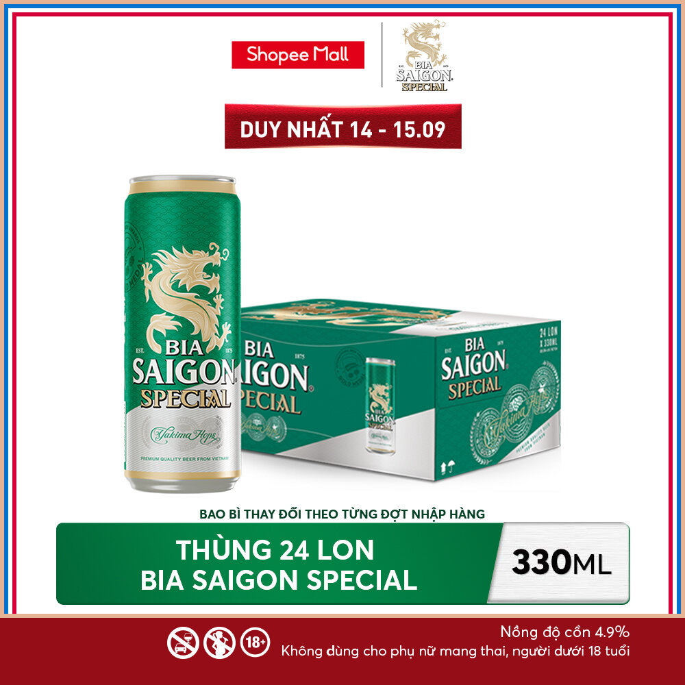 Nồng Độ Cồn 4.9% - Thùng 24 Lon Bia Saigon Special 330ml