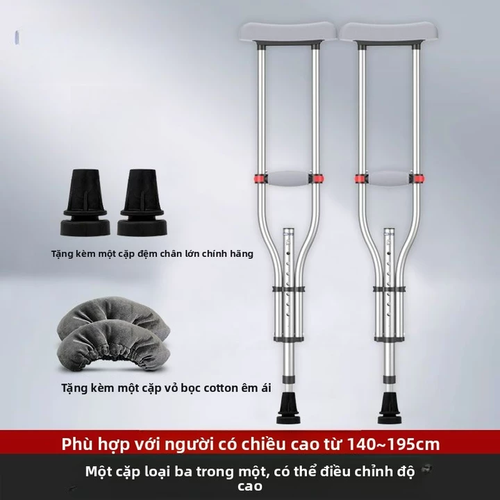 Nạng Hảo Bộ, nạng đôi, nạng kẹp nách, dụng cụ hỗ trợ đi lại, nạng chống trượt, nạng y tế cho người già và người bị gãy x