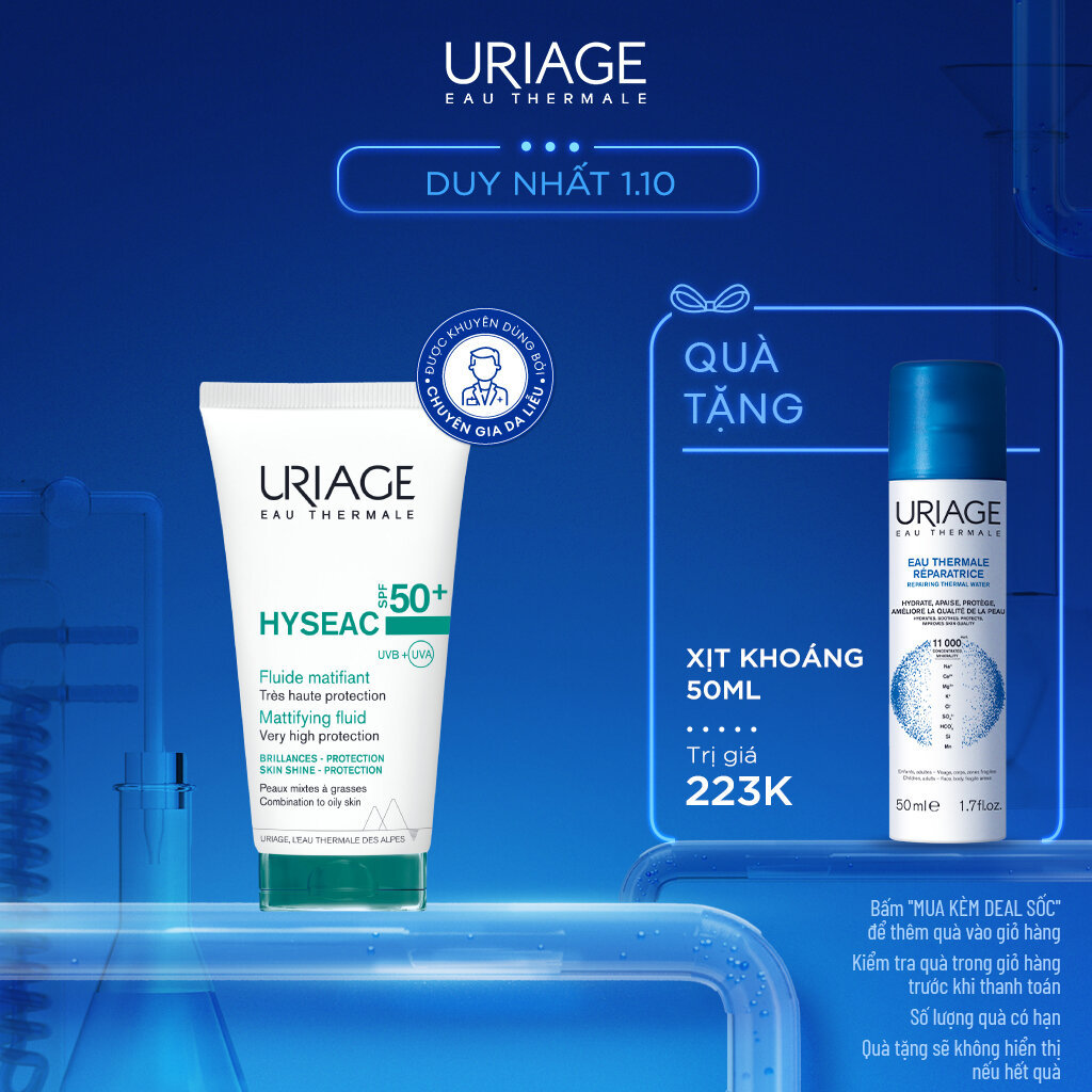Sữa chống nắng cho da dầu, mụn URIAGE HYSÉAC SPF50+ UVB+UVA FLUIDE 50ml