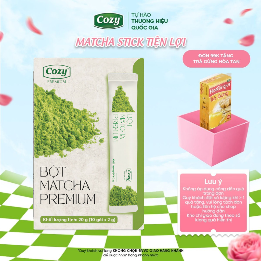 Matcha Cozy Premium Matcha Cao Cấp Dạng Stick Tiện Lợi 2g/Stick