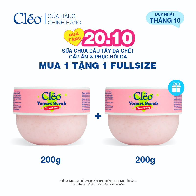 Sữa Chua Tẩy Tế Bào Chết Yogurt Strawberry Cleo Làm Sạch Dịu Nhẹ, Cấp Ẩm Sâu Cho Da 200ml